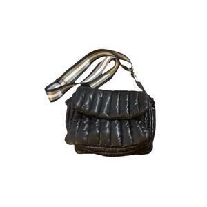 Think Royln Muse Shoulder Bag Satchel Pearl Black Quilted Puffer 11x9 NWOT
